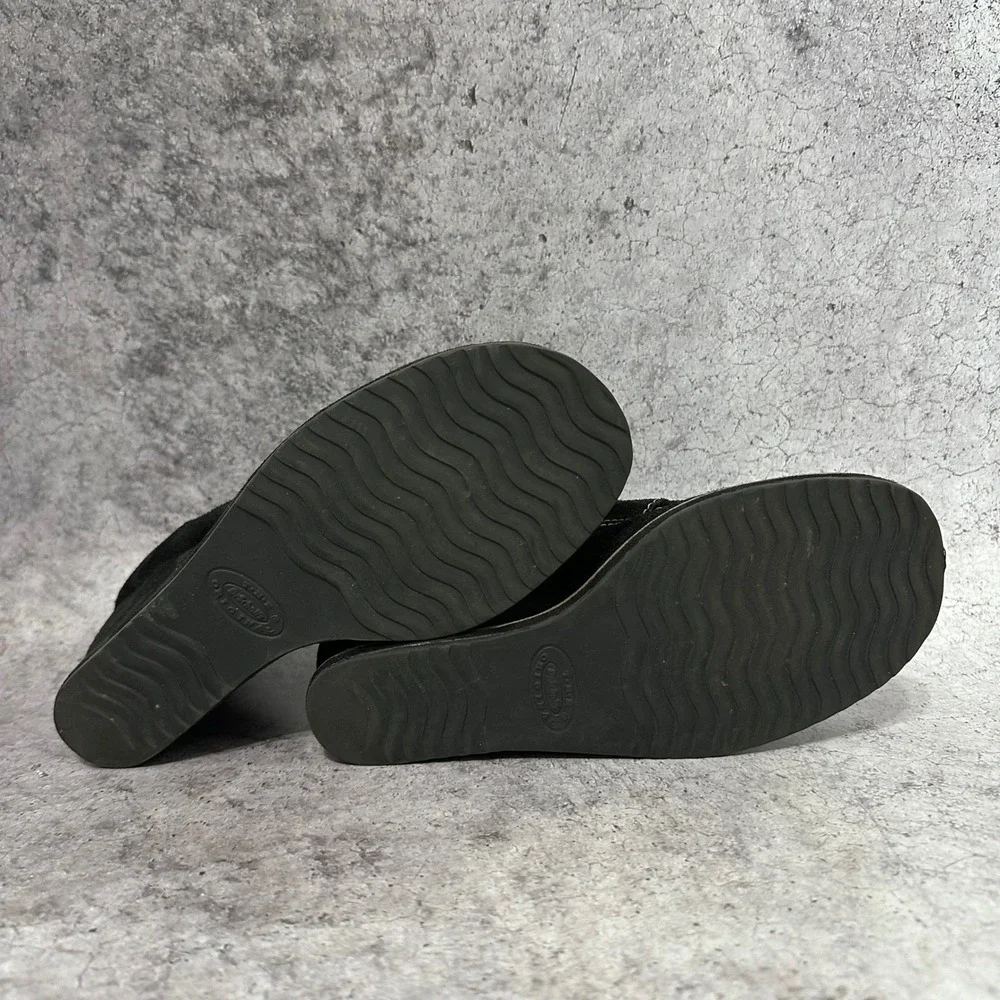 Dr. Scholl's Zenith Wedge Loafers Womens 8 Black Suede Memory Fit Cushion Brazil